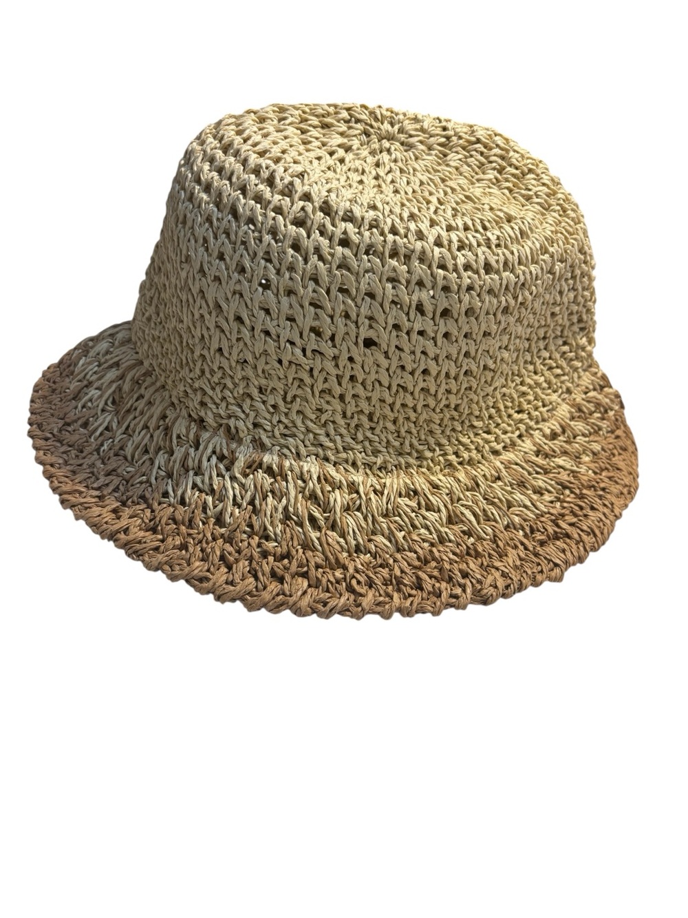 NWT Eugenia Kim Straw Bucket Hat Two-Tone Sun Hat in Tan & Cream Paper Straw